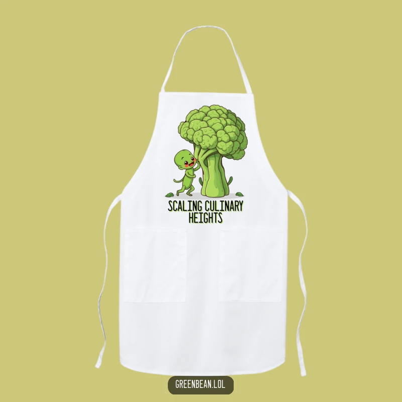 Funny Green Bean Broccoli Climb Apron: Hilarious Kitchenwear for the Determined Cook