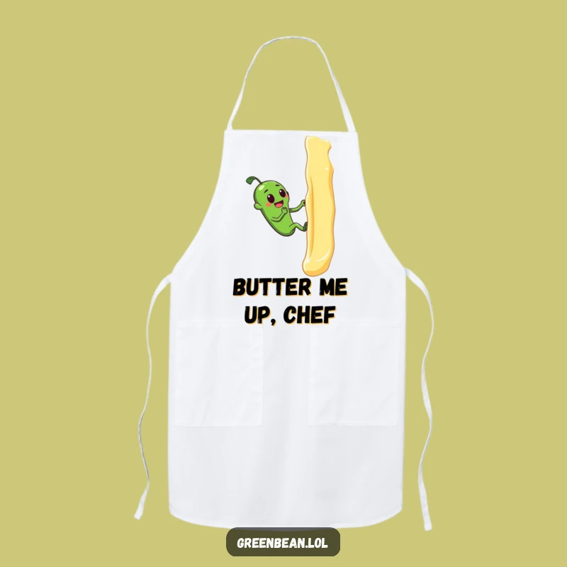 Funny Green Bean Butter Climb Apron: Hilarious Kitchen Veggie Struggle Bib