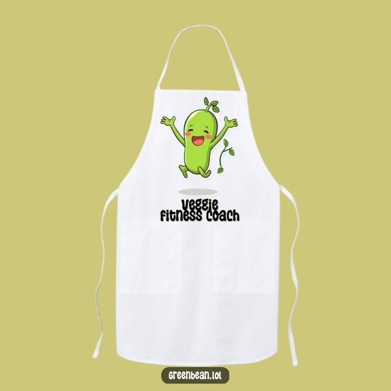 Funny Green Bean Jumping Jack Apron: Kitchen Workout Gear, Perfect Gift for Chefs