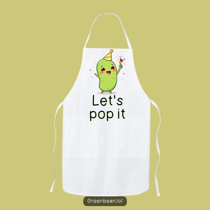 Funny Green Bean Party Popper Apron: Cook Up Some Fun!