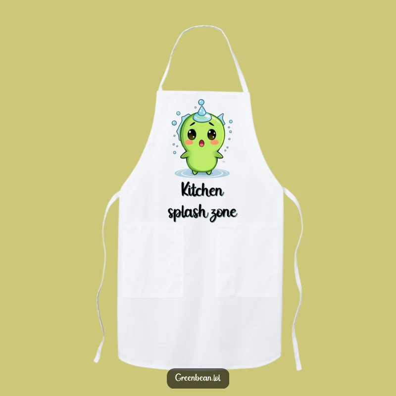 Funny Surprised Green Bean Splash Apron: Hilarious Kitchenwear for Unexpected Messes