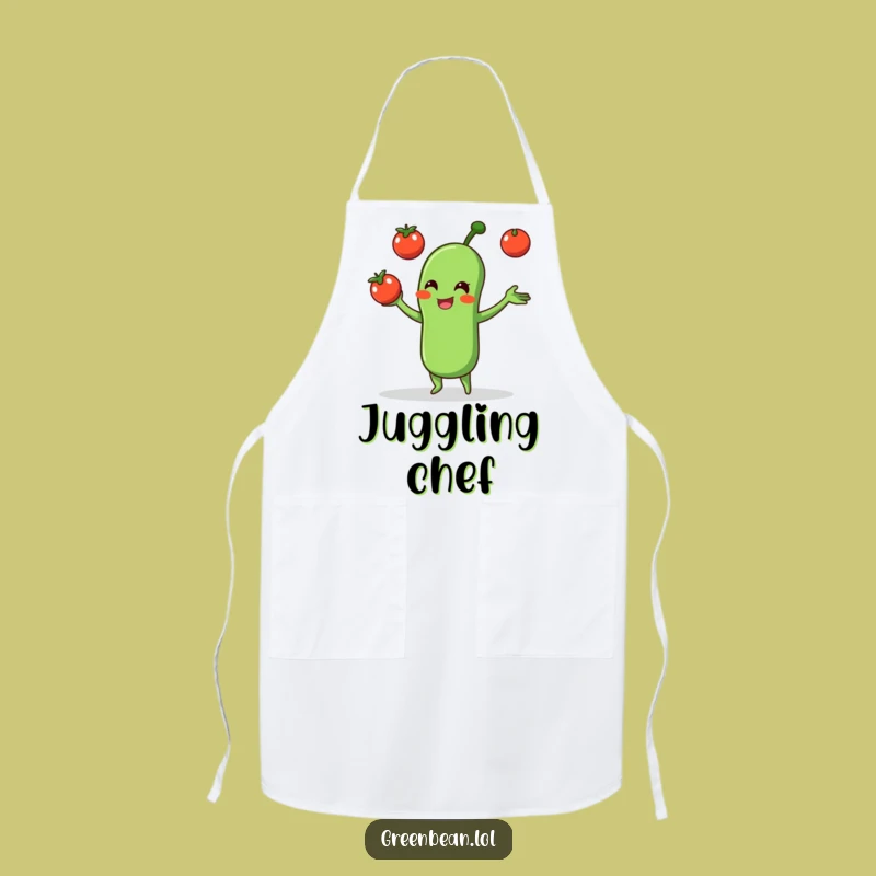 Funny Green Bean Juggling Tomatoes Apron: Cook with Comedy and Flair