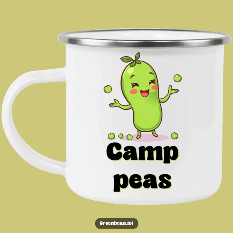 Funny Green Bean Juggling Peas Camping Mug: Adventure Fuel, Perfect Outdoor Funny Gift