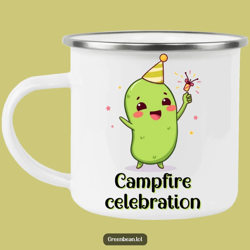 Funny Green Bean Party Popper Camping Mug: Celebrate Your Adventures