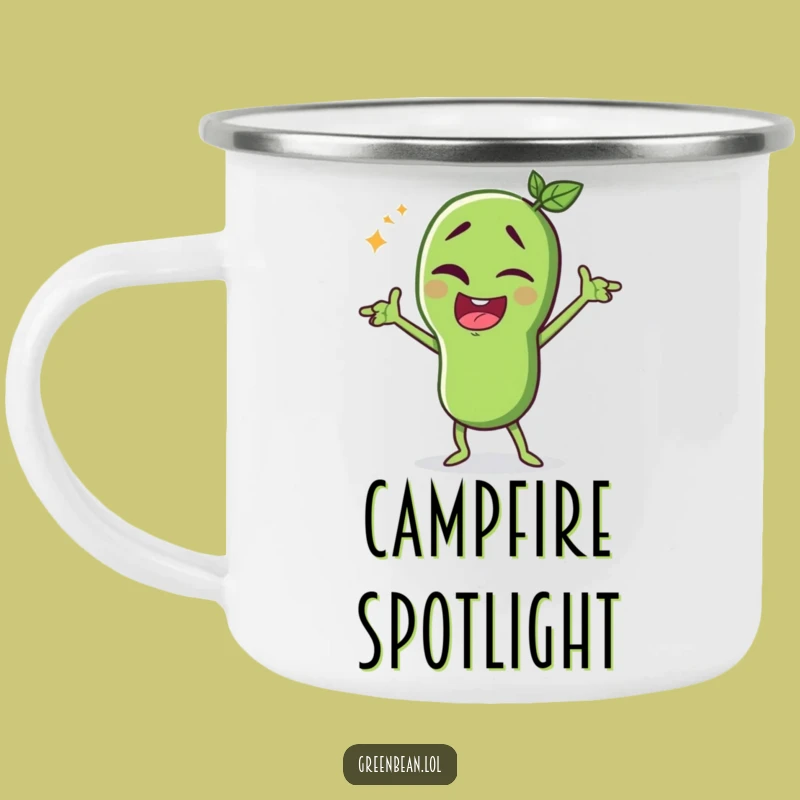 Funny Green Bean Camp Mug: Winking Star Outdoor Cup - Best Funny Gift!