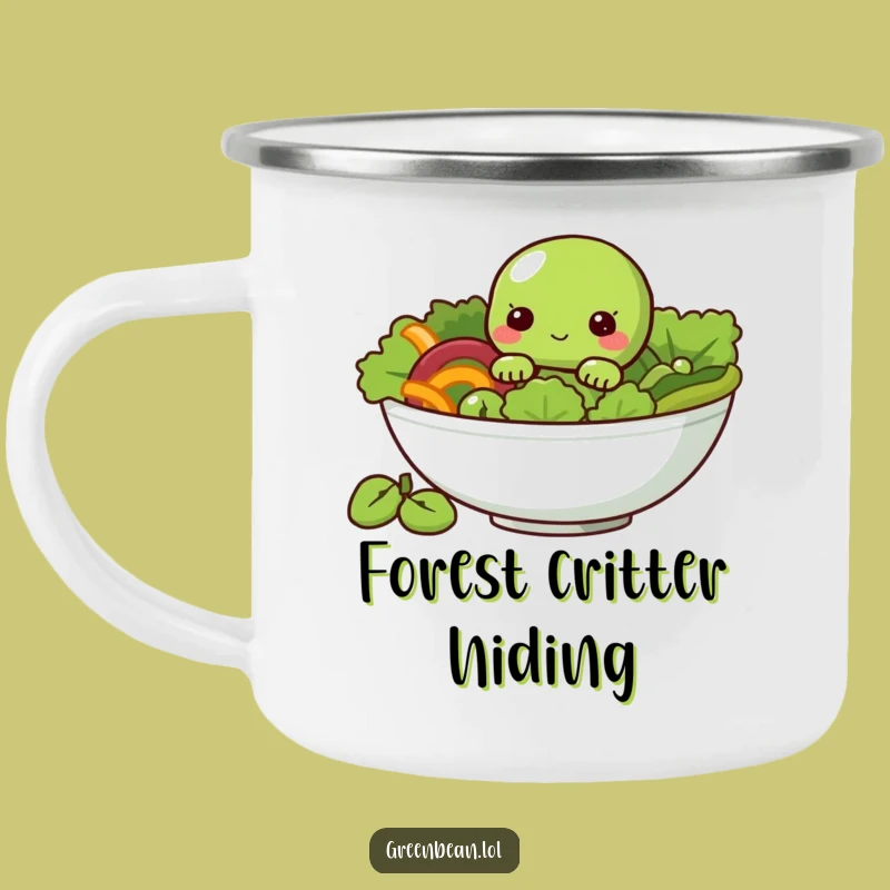 Funny Camp Mug - Shy Green Bean Salad Character Drinkware