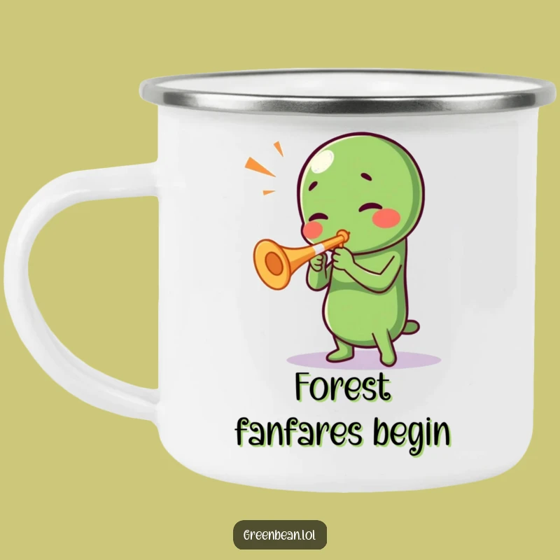 Funny Green Bean Trumpet Camping Mug: Adventure Fuelled by Music and Merriment!