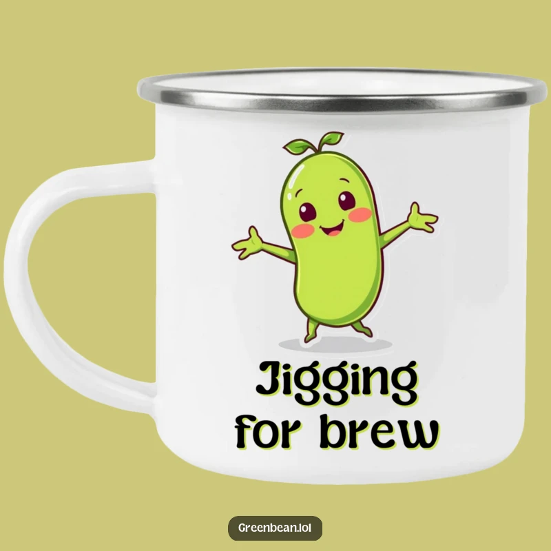 Funny Green Bean Jig Camping Mug: Durable Vegetable Drinkware Gift