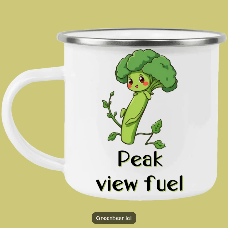 Funny Camp Mug - Determined Green Bean Broccoli Climb Drinkware