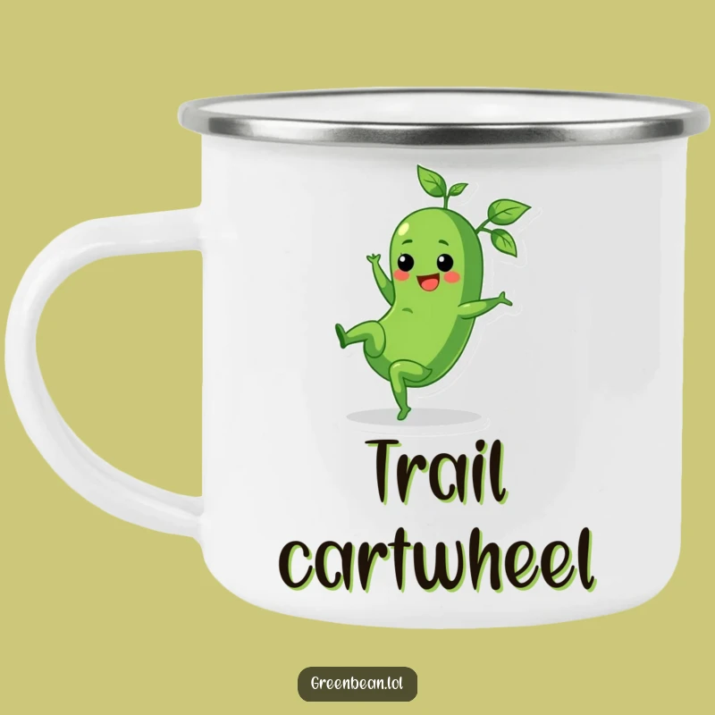 Funny Cartwheel Green Bean Camping Mug - Outdoor Adventure Gift