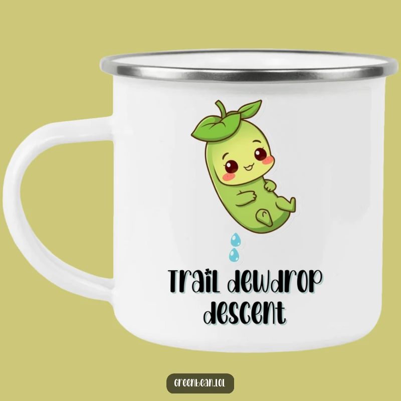 Funny Green Bean Dewdrop Camping Mug: Playful Adventure for Outdoors - Great Gift