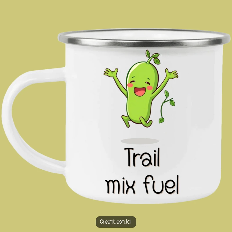 Funny Green Bean Jumping Jack Camping Mug: Durable Veggie Workout Cup, Perfect Outdoor Gift