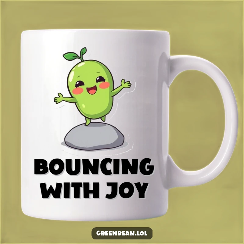 Funny Bouncing Green Bean Mug: Joyful Vegetable Fun for Your Morning Sip