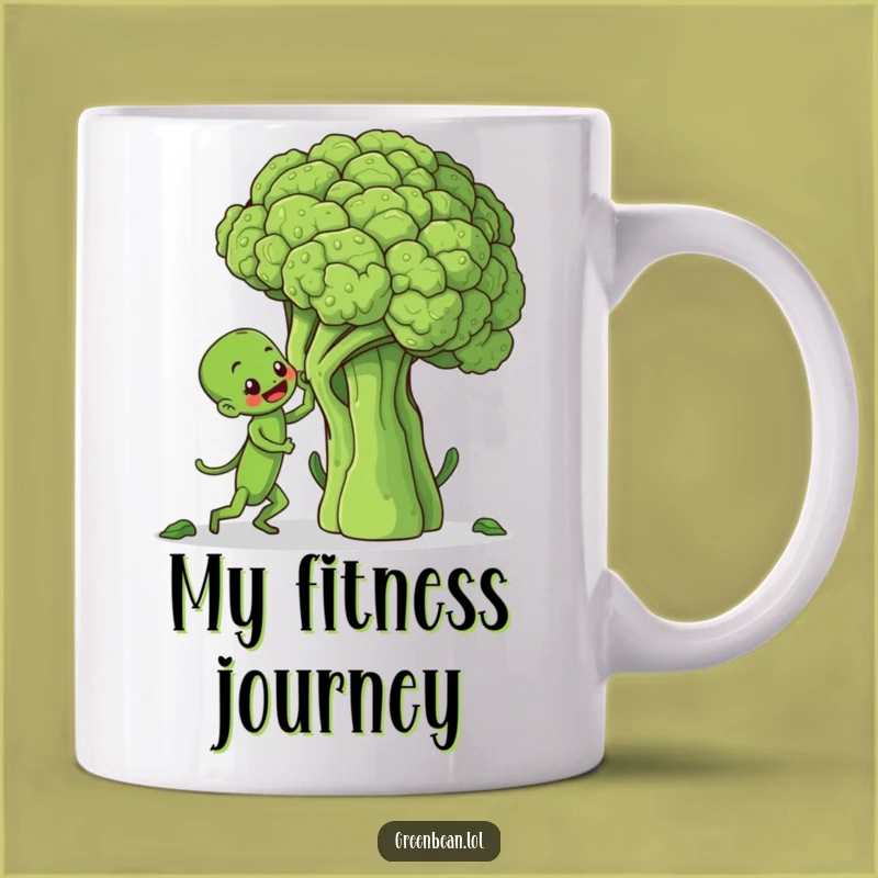 Funny Green Bean Broccoli Climb Mug: A Hilarious Motivational Gift for Veggie Lovers