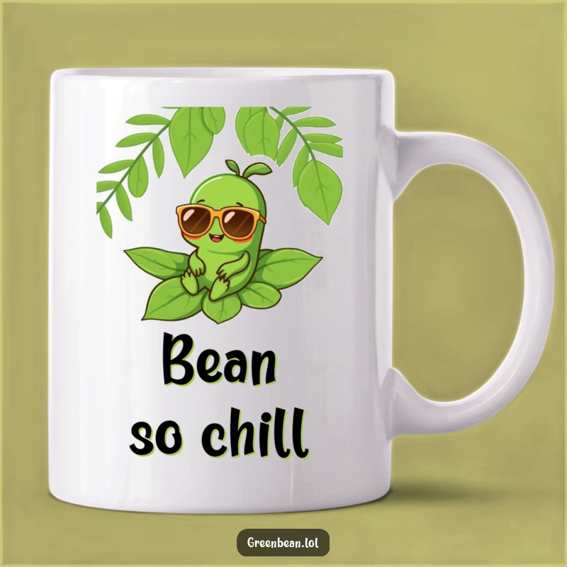 Funny Green Bean Mug: Cool Character Relaxing, Perfect Chill Gift