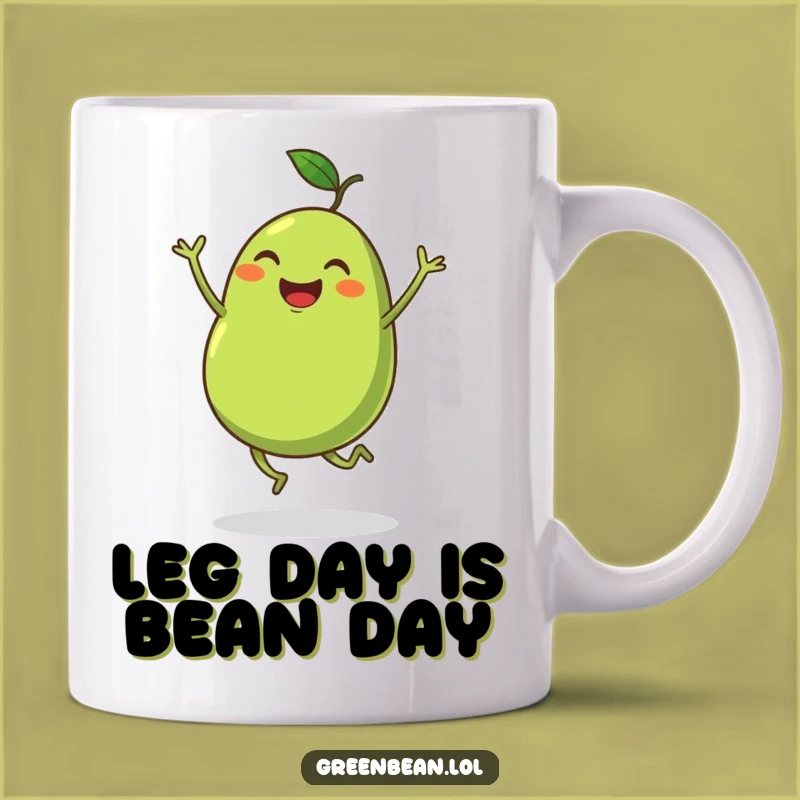 Funny Green Bean Mug: Plump Dancer with Tiny Legs - Joyful Gift