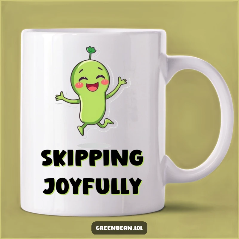 Funny Green Bean Skipping Mug: Pure Joyful Energy, Perfect Gift for Happy Vibes
