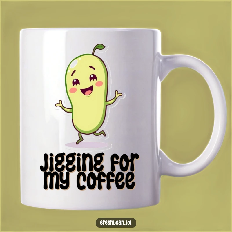 Funny Jigging Green Bean Mug - A Hilarious Vegetable Gift for Joyful Mornings