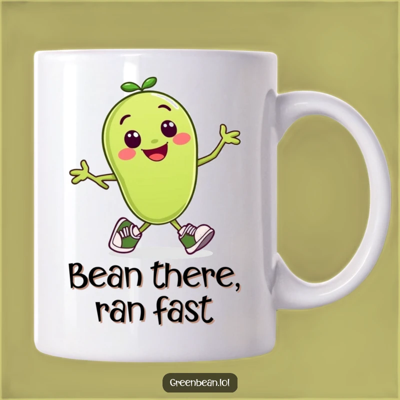 Funny Running Bean Mug: Speedy Veggie, Perfect Gift for Fitness Fans