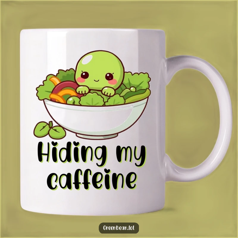 Funny Bean Mug - Shy Green Bean Salad Character Gift