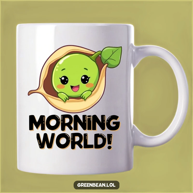 Funny Peek-a-Boo Green Bean Mug: Adorable Vegetable Surprise for a Happy Morning