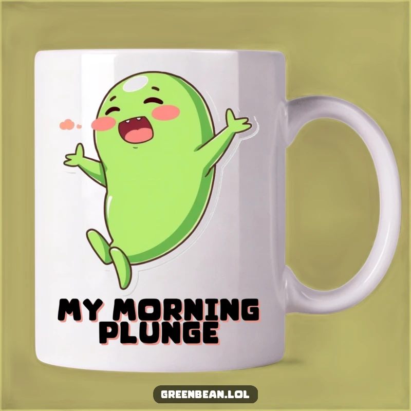 Funny Dramatic Dive Green Bean Mug - Hilarious Vegetable Lover Gift Idea