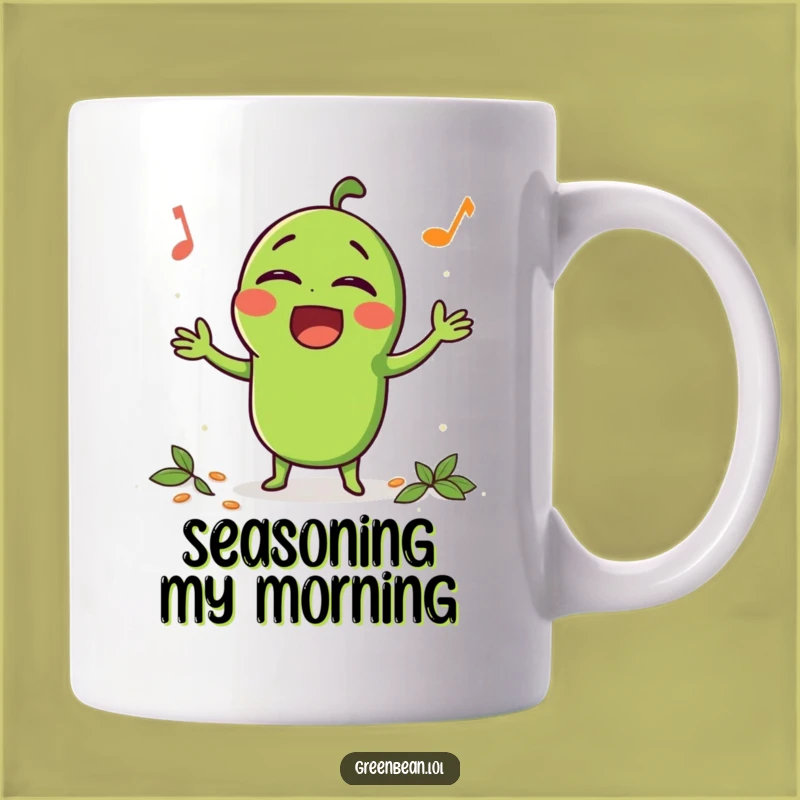 Funny Singing Bean Mug: Seasoned with Joy, Perfect Quirky Gift Idea