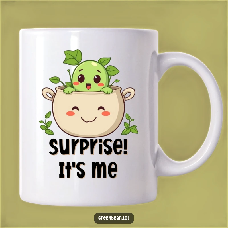Funny Surprised Green Bean Mug: Peek-a-boo Veggie Surprise, Perfect Gift for Foodies