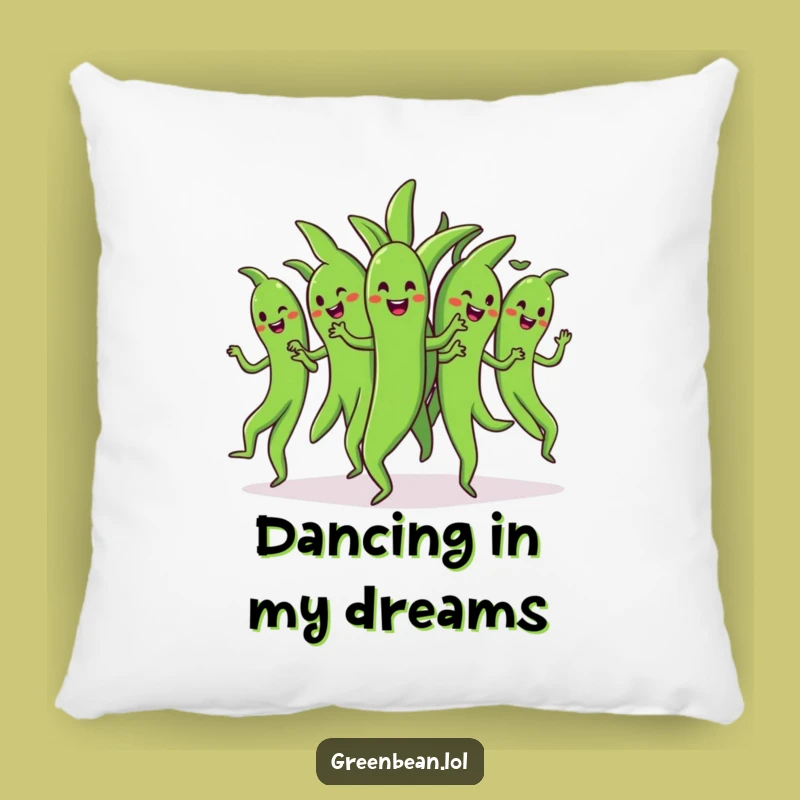 Funny Dancing Green Beans Pillow: Cozy & Hilarious Vegetable Group Accent