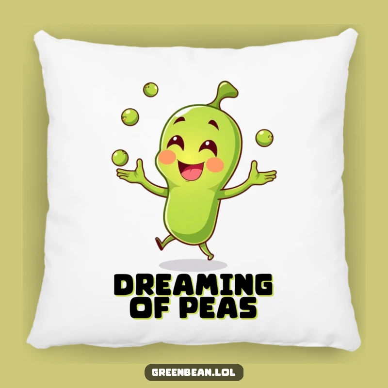 Funny Green Bean Accent Pillow: Joyful Juggler Cushion - Sweet Funny Gift!