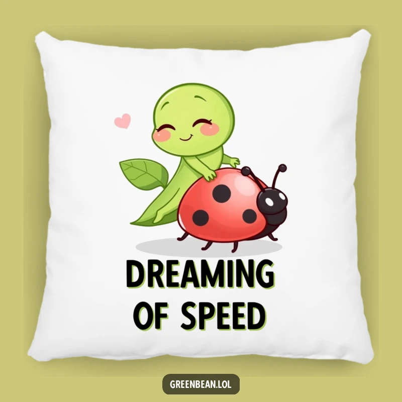 Cozy Funny Green Bean Ladybug Rider Pillow: Snuggle Up with Humor!
