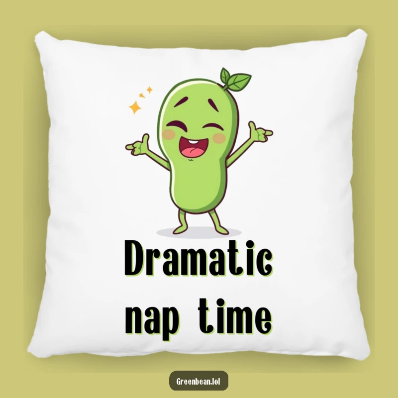 Funny Green Bean Accent Pillow: Winking Diva Cushion - Sweet Funny Gift!