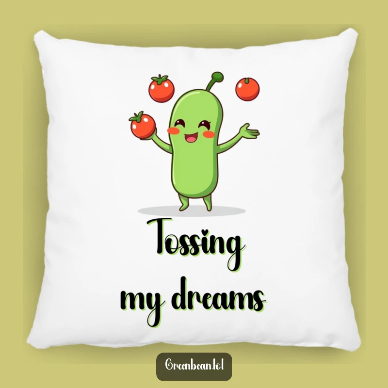 Funny Green Bean Juggling Tomatoes Pillow: Cozy Comfort with a Chuckle