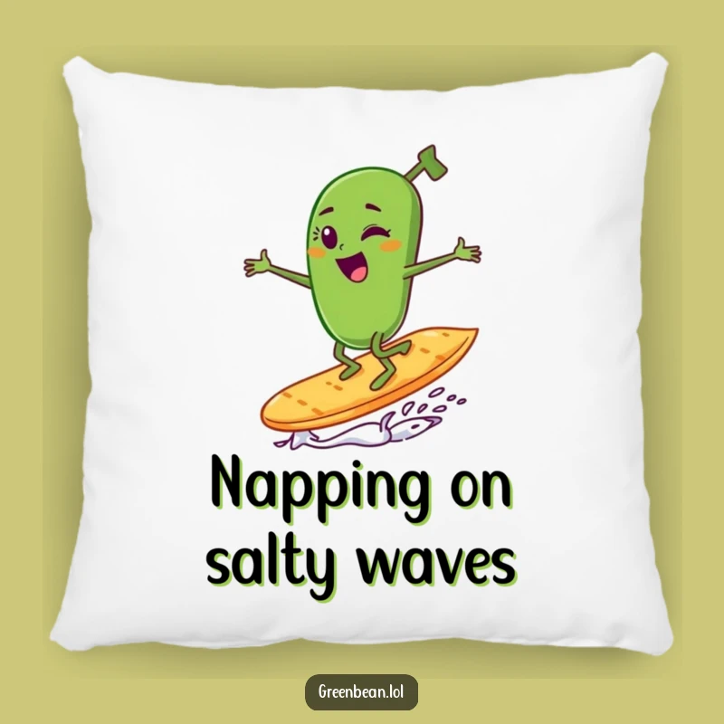 Funny Green Bean Surfing Pillow - Hilarious Comfort with a Smile