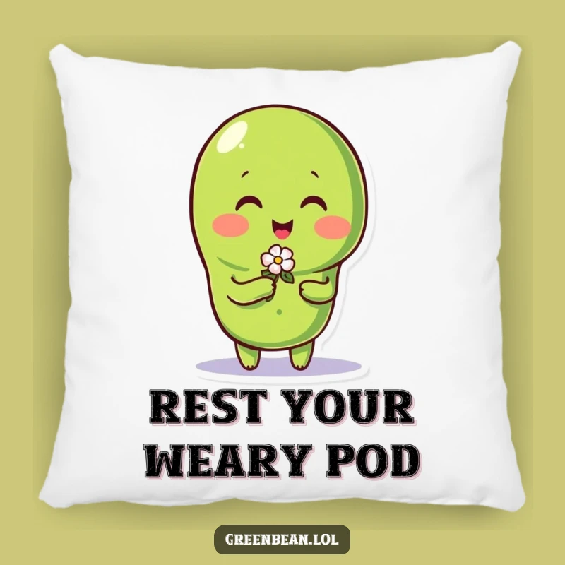 Funny Green Bean Flower Pillow: Cozy Charm for a Laugh!