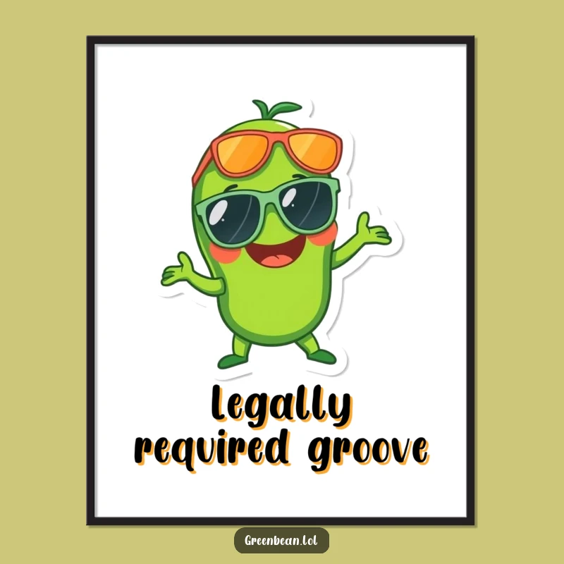 Funny Disco Green Bean Digital Art: Instant Party Vibes