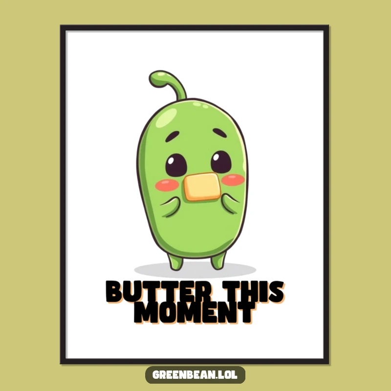 Funny Green Bean Butter Digital Art: Hilarious Printable Breakfast Scene