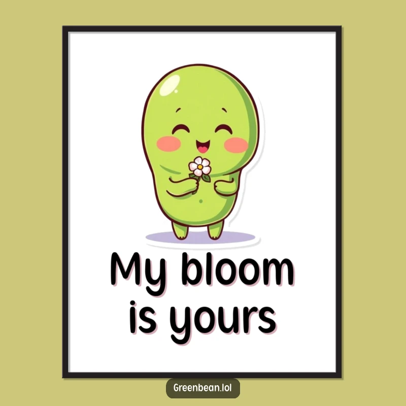 Funny Green Bean Flower Digital Print: Charming Art for Walls!