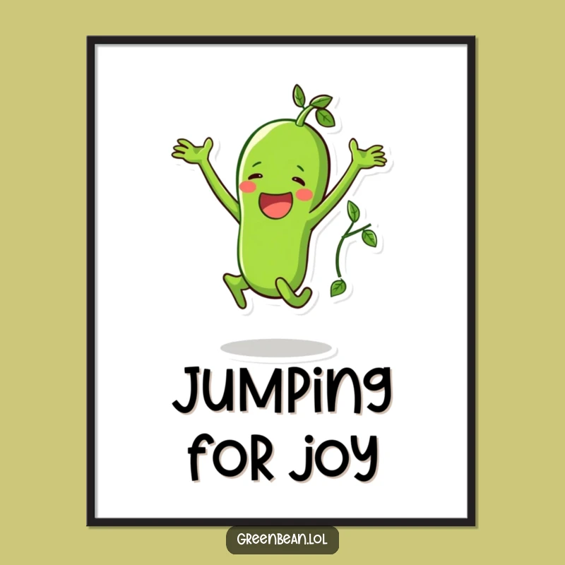 Funny Green Bean Jumping Jack Digital Print: Instant Veggie Workout Art, Perfect Gift