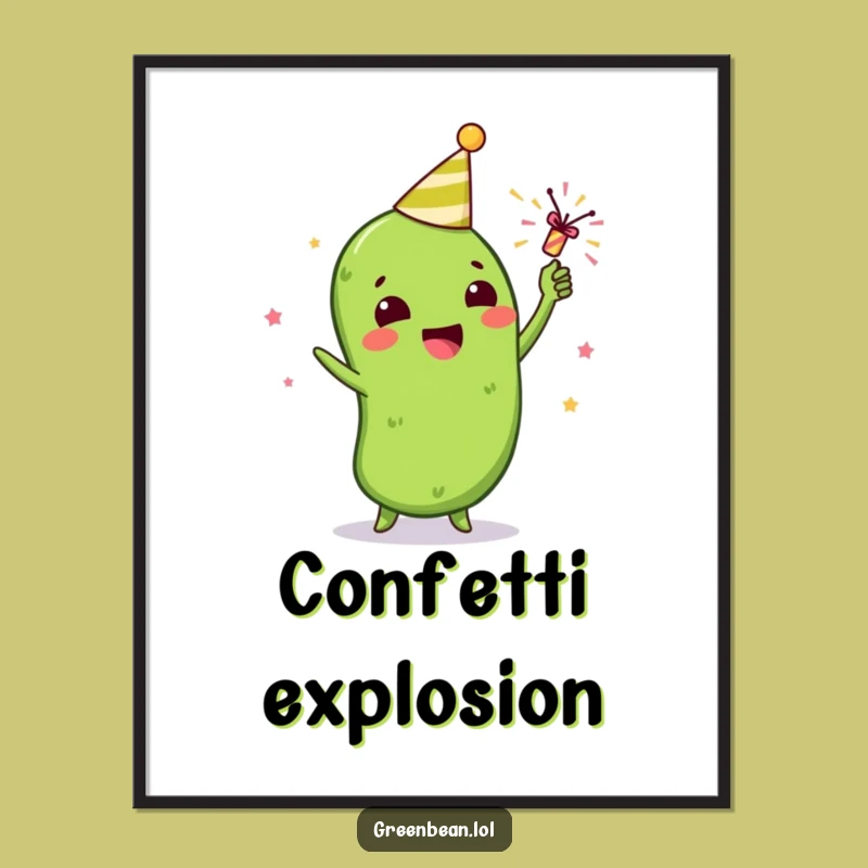 Funny Green Bean Party Popper Digital Art: Instant Festive Decor