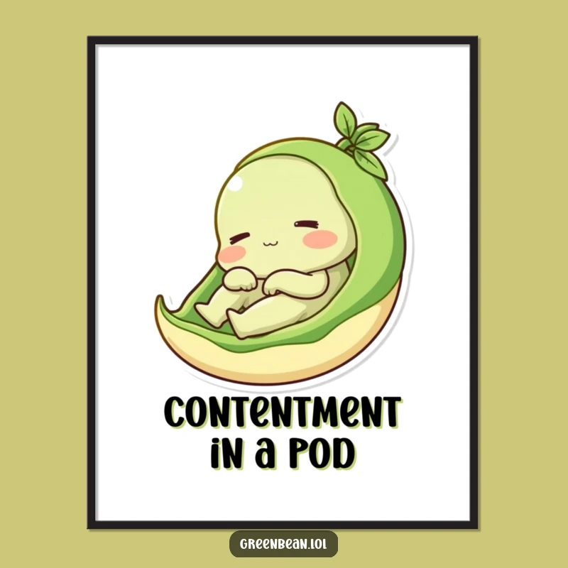 Funny Green Bean Pod Digital Art: Instantly Cozy Your Space, a Virtual Funny Gift