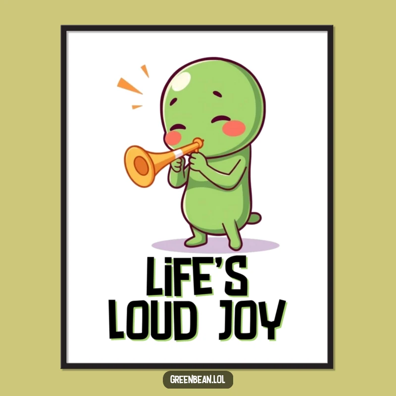 Funny Green Bean Trumpet Digital Art: Instant Laughs for Your Walls!