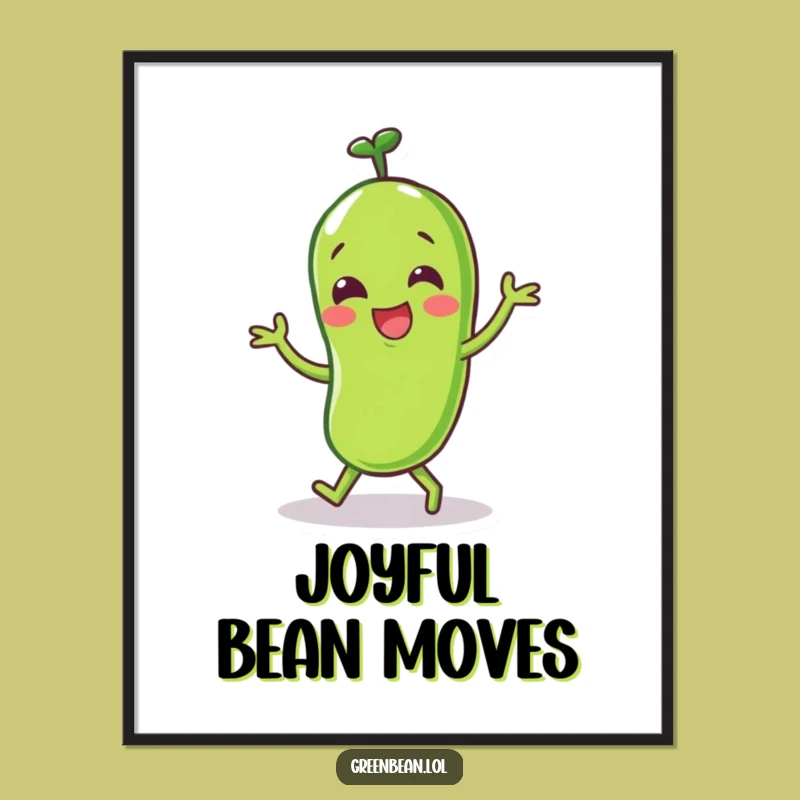 Funny Happy Green Bean Dance Digital Art: Instant Joyful Fun for Walls - Unique Gift