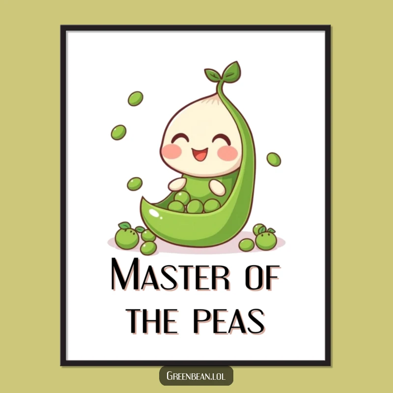 Funny Juggling Green Bean Art Print - Hilarious Veggie Decor Gift