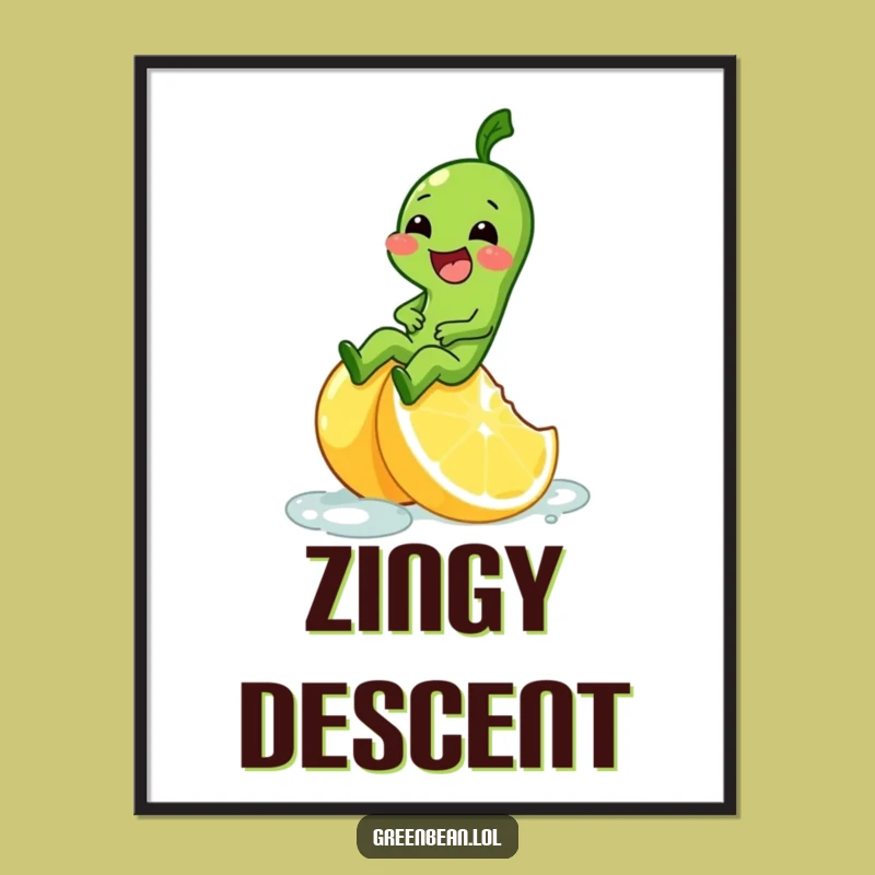 Funny Lemon Slide Art Print: Citrus Giggles, Instant Funny Gift Download