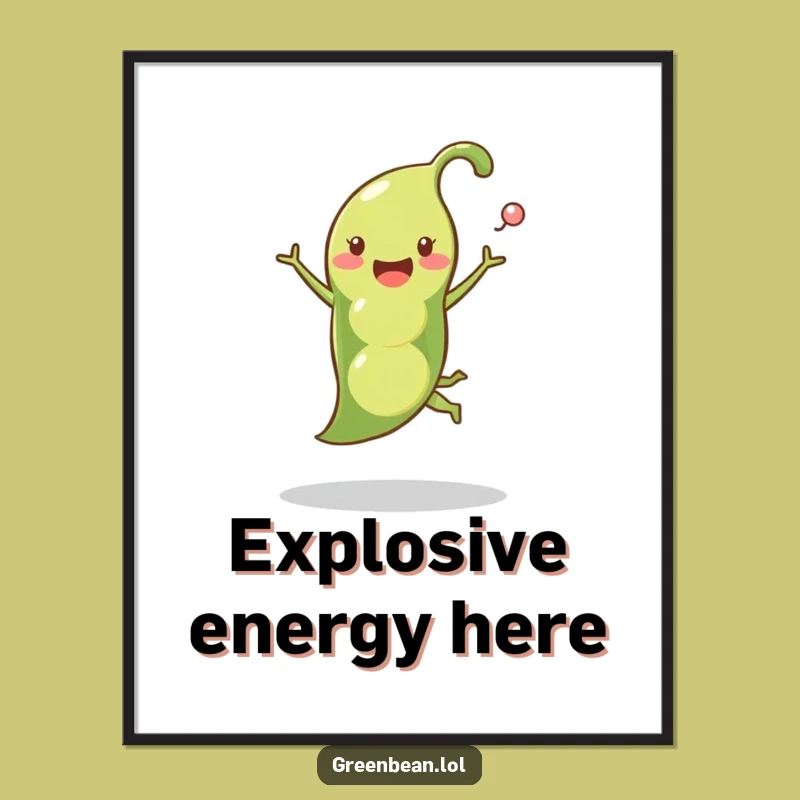 Funny Pea Pod Leap Digital Art: Vibrant & Hilarious Vegetable Print for Instant Cheer