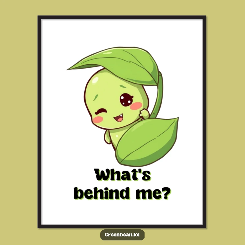 Funny Peeking Green Bean Art: Mischievous Character, Instant Funny Gift!