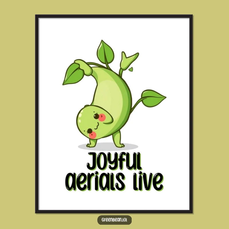 Funny Green Bean Somersault Digital Art: Instant Energy for Your Space!