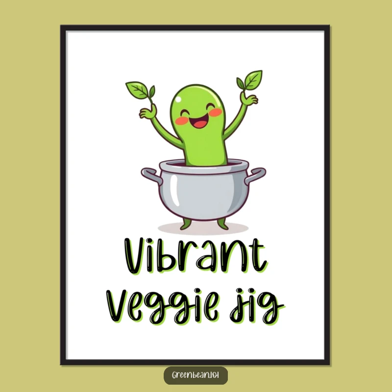 Funny Green Bean Digital Print: Instant Download of Dancing Veggie Art, Humorous Decor