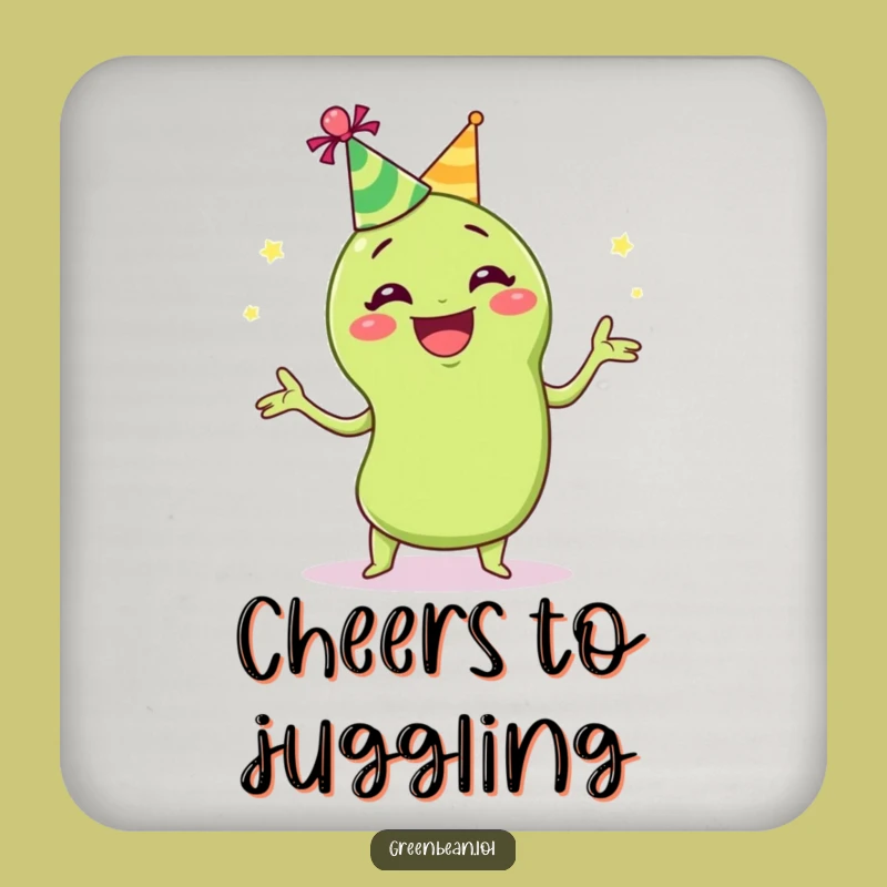 Funny Juggling Green Bean Coasters (Set of 4): Hilarious Party Vegetable Protection